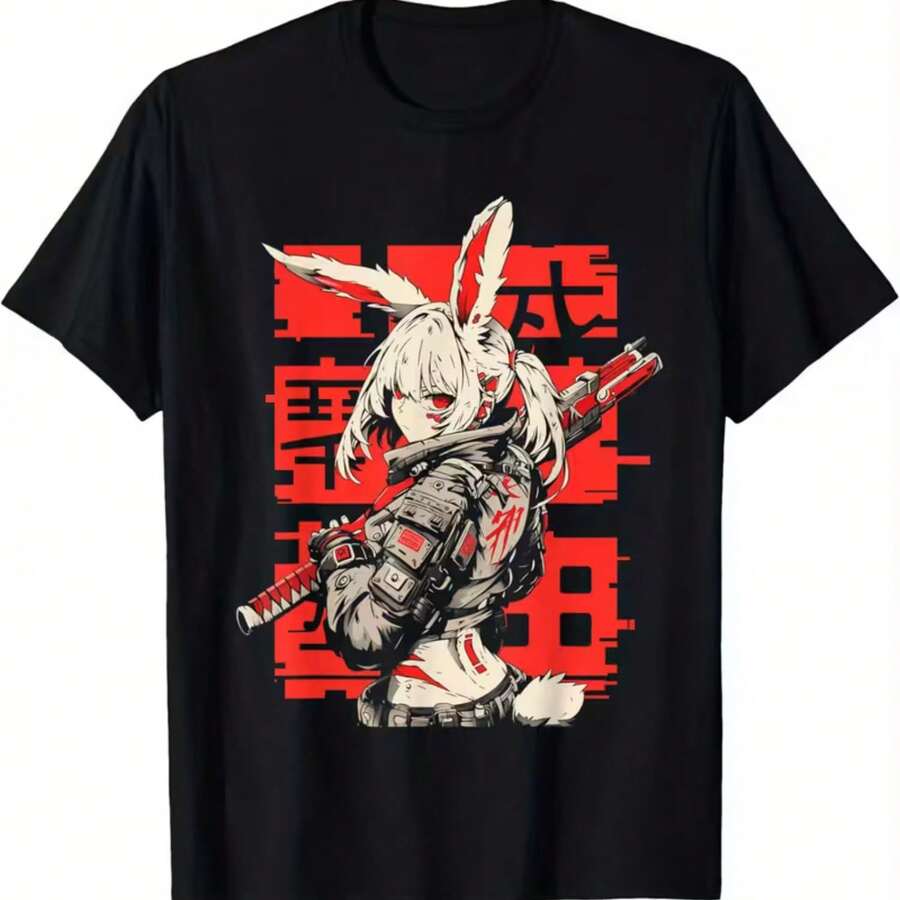 Printed T-Shirt For Men And Women - 黑色 - 查看 1