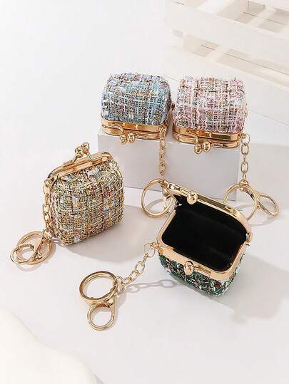 Refreshing And Sweet INS Style Mini Gold Mouth Jewelry Storage Bag, Can Store Necklaces, Earrings, Rings, Coins, Earphones, Coins And Other Small Items, Can Also Be Used As A Pendant Hanging On Bags Or As A Keychain, Suitable For Various Occasions, Very Nice, Ideal As A Holiday Gift For Best Friends, Girlfriends, Wives, Mothers, And Family Members.