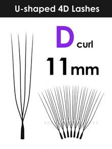 Seedew 1pc 12Rows U-Shaped 4D/5D Lashes U Lash Extensions U-4D U-5D 0.07mm Mix8-15mm Mix8-13mm C D L LU Curl Eyelashes Volume Eyelash Natural Soft DIY Premade Fan False Eyelashes - Black - View 27