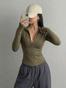 Sudadera ligera de mujer comoda elastica - Marrón - Ver 5