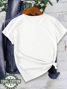 Camiseta de manga corta con estampado animal, 100% algodón, cuello redondo, para primavera/verano, lavable a máquina, económica y adecuada para uso casual en todas las estaciones, camiseta de mujer 97431-Vintage Street Style Unisex Loose Cotton Short Sleeve Crew Neck T-Shirt blusas para mujer. blusas.blusas casuales para dama. - Blanco-1 - Ver 2