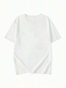 Camiseta de manga corta con cuello redondo y estampado de letras para mujer, estilo casual, holgada y versátil para uso diario. - Blanco - Ver 4