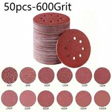10/50片 125mm 砂紙盤 60/80/100/120/150/180/240/320/400/600/800/1000號 適用於5英吋8孔圓形底盤 - 紅色 - 查看 45