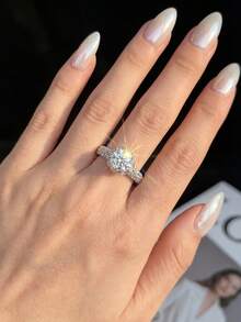 1 chiếc nhẫn thiên thần hộ mệnh bằng bạc sterling 925, đính đá Moissanite 1 carat, thanh lịch và sang trọng, thích hợp làm quà tặng đính hôn, cưới, quà tặng bạn thân, sinh nhật, kỷ niệm và các dịp khác. - Nhẫn Moissan Thiên Thần - 1 carat - Xem 3