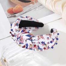 1pc Fashion Rhinestone Beaded Wide Headband, Star Print Knotted Hairband For Party & Costume - Multicolor - View 10
