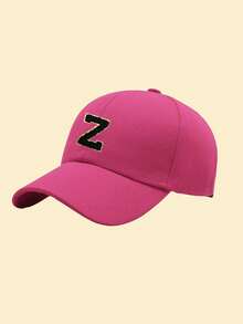 1 pieza Gorra de béisbol ajustable con parche de terciopelo con 26 letras, gorra informal tipo papá adecuada para vacaciones, calle, días festivos, viajes y fiestas - Rosa Fucsia - Ver 24