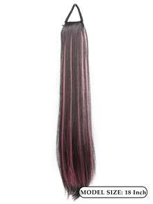 Tóc nối dài 18 inch bằng chất liệu tổng hợp, kiểu đuôi ngựa thẳng, có dây chun, được nhuộm highlight và tết bím, dành cho nữ. - Nhiều màu - Xem 3