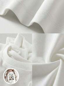 1 Piece Women's Beautiful Blouses For Women Women's Clothing Sets For Women Halloween Cat T-Shirt 180G White And Black With Ghost, Vampire, And Pumpkin Pattern High Quality Round Neck Loose And Breathable Basic Neck Versatile Machine Washable Comfortable Size S~3XL Daily Essential For Sports And Summer. Beautiful Blouses 100% Cotton - 白色的 - 查看 7