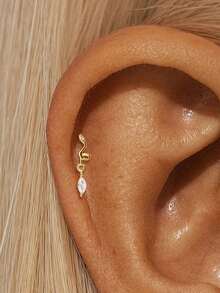 EleRunis 1 chiếc khuyên tai hình ngôi sao bất đối xứng bằng bạc Sterling 925, mặt phẳng, thích hợp đeo hàng ngày, dự tiệc cưới, lễ đính hôn, kỷ niệm, ngày Valentine. - Vàng - Xem 26