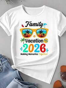 T Shirt Family Vacation 2026 Making Memories Together Tropical Sunglasses Palm Tree Design Summer Holiday Travel Theme For Family Getaway Beach Trip Outing 220g - White - View 3