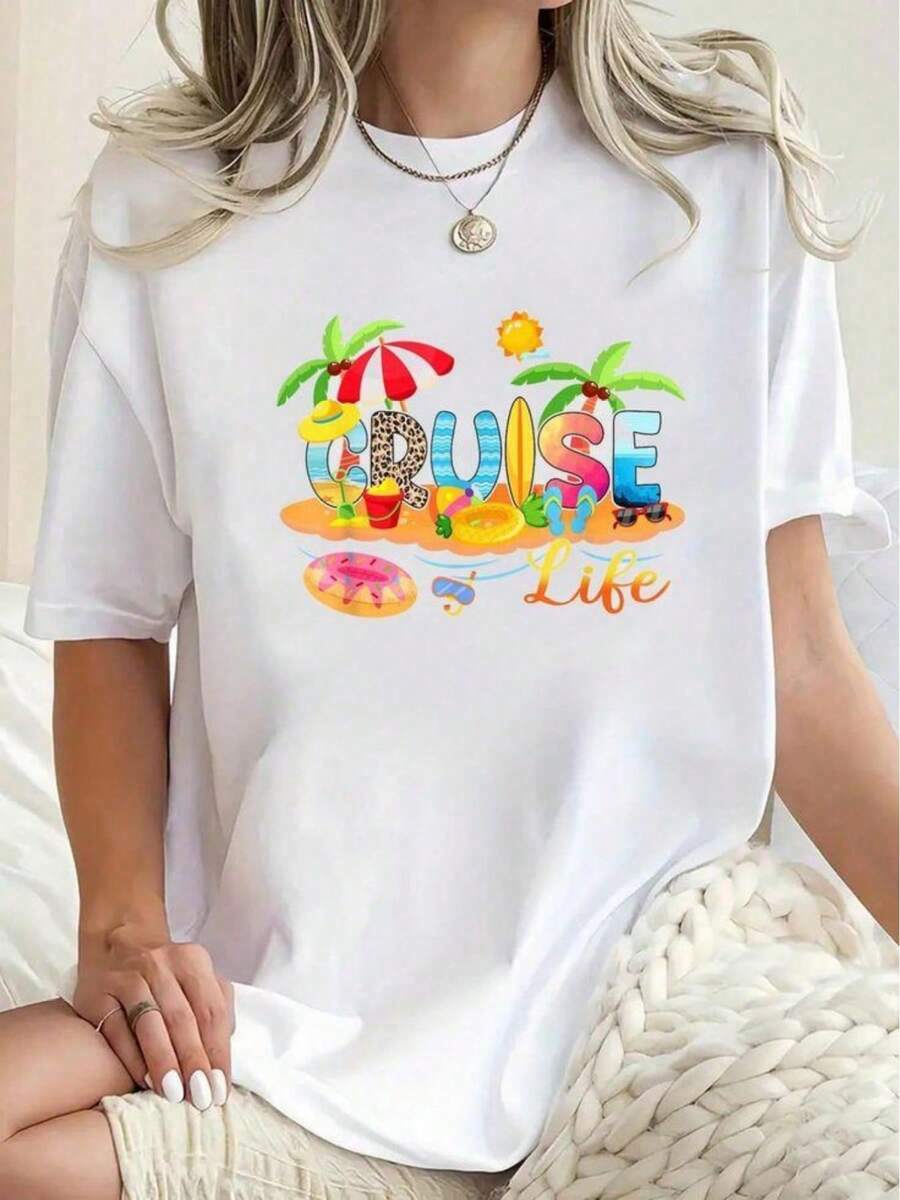 Women's Summer T-Shirt 2026 - Everyday Basic Style, Soft And Breathable, Round Neck, Short Sleeves, Suitable For Women, Casual, Beach, Party - Minimalist Essential Top For Everyday Wear, Comfortable Casual Wear. BE0X - 白色 - 查看 1