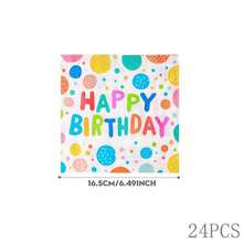 Colorful Polka Dot Happy Birthday Disposable Tableware Set, 7/9 Inch Party Plates Napkins Cups, Birthday Party Gift Celebration Decorations Disposable Paper Plates Napkins Cups, Suitable For Birthday Theme Party Supplies - Multicolor - View 13