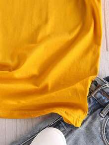 Camiseta de manga corta con estampado de ojo para mujer, blusas con gráficos para mujeres - Amarillo - Ver 3