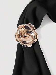 Vestido midi elegante sin mangas con decoración floral 3D de metal y plisados para mujer - Negro - Ver 4