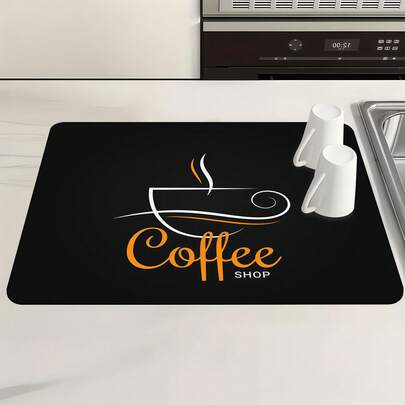 1 chiếc đế lót ly nhà bếp màu cam, họa tiết cà phê, thấm hút tốt, chống trượt, chịu nhiệt, trang trí mặt bàn, trang trí quầy cà phê, trang trí bàn ăn gia đình, trang trí tiệc.