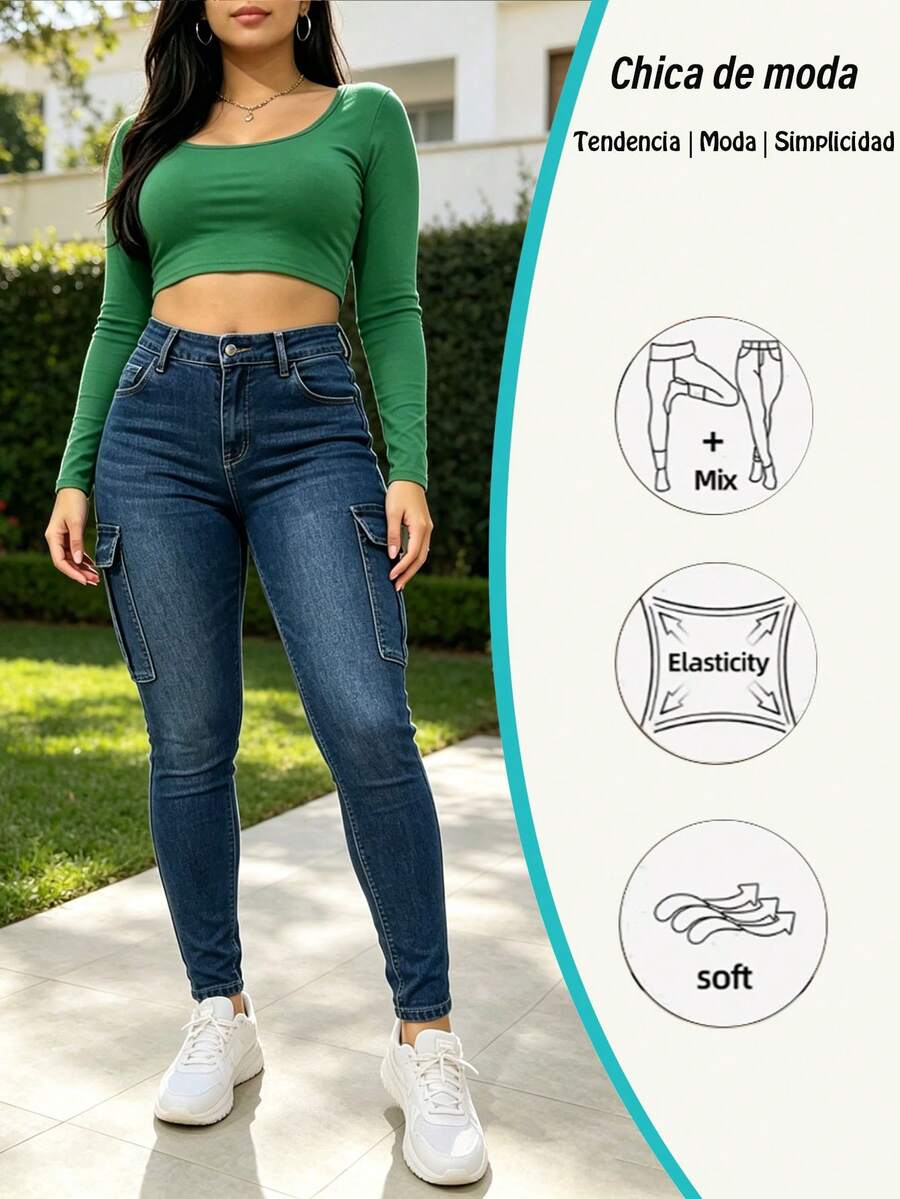 Pantalones De Mezclilla Mujer Jeans De Mezclilla Mujer Pantalon De Mezclilla Dama Baggy Jeans Mujer Con Bolsillos Laterales Casual - Pantalones vaqueros 2060-1 - Ver 1