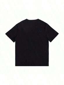 Casual Short Sleeve Crew Neck T-Shirt For Spring And Summer - Comfortable And Relaxed Fit, Graphic Print T-Shirt For Sports Lovers - Unisex T-Shirt, Casual T-Shirts, Urban Clothing For Women, 100% Durable Cotton - 黑色 - 查看 2