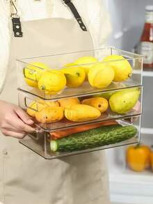 1/2/5 buah Kotak Penyimpanan Plastik Transparan, Kotak dan Wadah Pengatur Makanan untuk Dapur, Kotak Pengatur Kulkas, Kotak Pengatur Lemari Dapur, Kotak Penyimpanan untuk Kamar Mandi, Freezer, dan Kulkas di Rumah, Set Penyimpanan dan Pengorganisasian Makanan - Clear - View 5