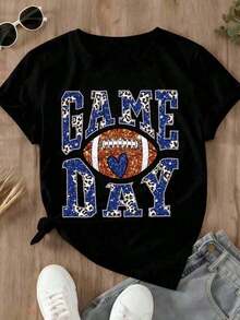 Women's Football Shirt, Bright Leopard Print And Glitter Design, Summer Casual Wear, Suitable For Sports Enthusiasts, 180g 100% Soft Cotton. - 黑色 - 查看 2