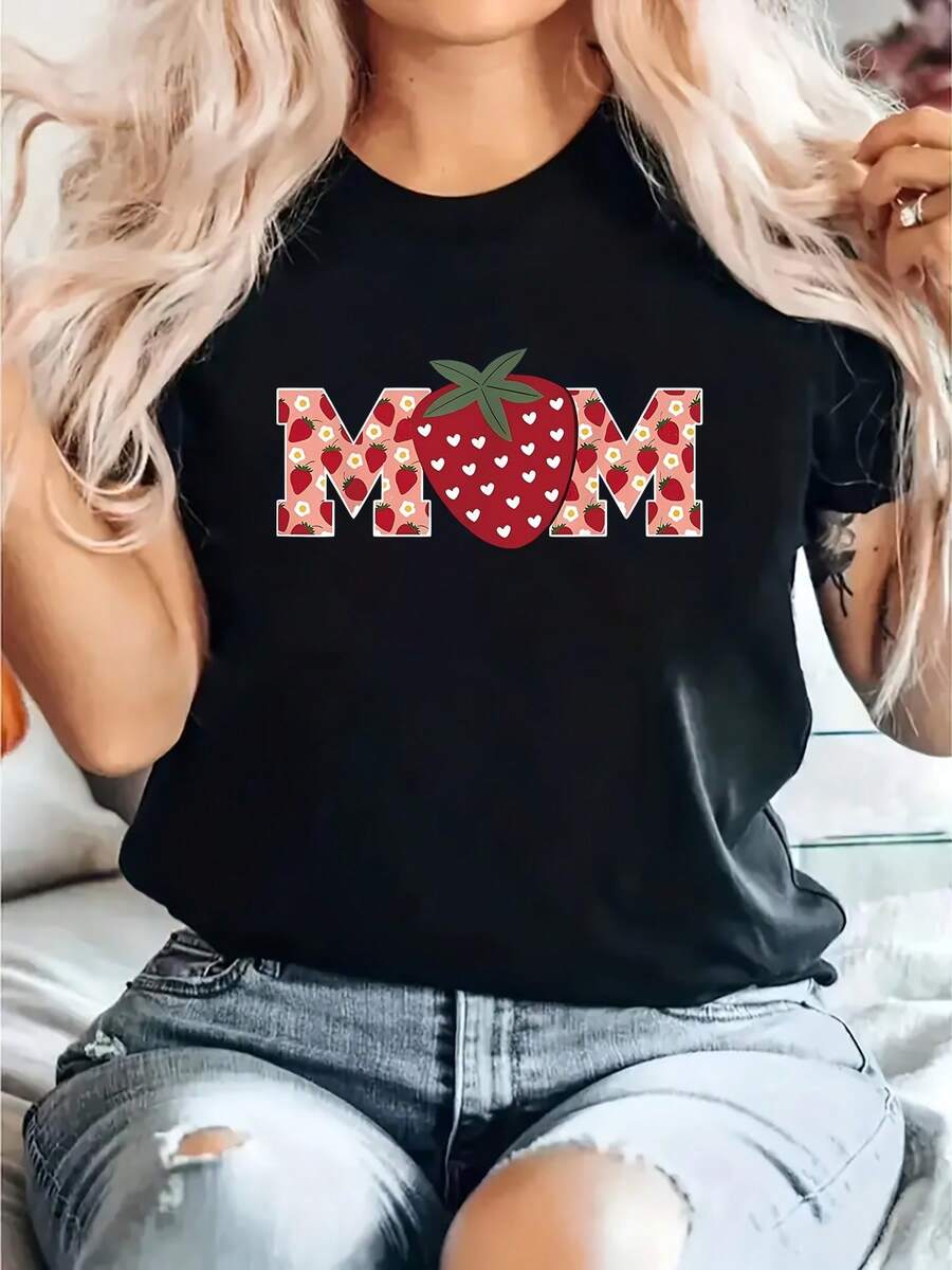 Camiseta de verano de manga corta para mujer, estampada y de moda, mismo estilo