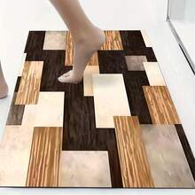 1pc Faux Wood Patchwork Pattern Non-Slip Kitchen Mat, Holiday Party Decor Floor Rug, Anti-Fatigue Waterproof Carpet For Kitchen, Hallway, Bathroom, Laundry Room - Multicolor - View 9