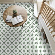 Set de 12 pegatinas de pared con patrón floral francés, pegatinas decorativas retro y gruesas para azulejos de baño, piso y pegatinas antideslizantes con flores y ladrillos para la renovación del fondo de la cocina, pegatinas de pared extraíbles - PTS008 - Ver 4