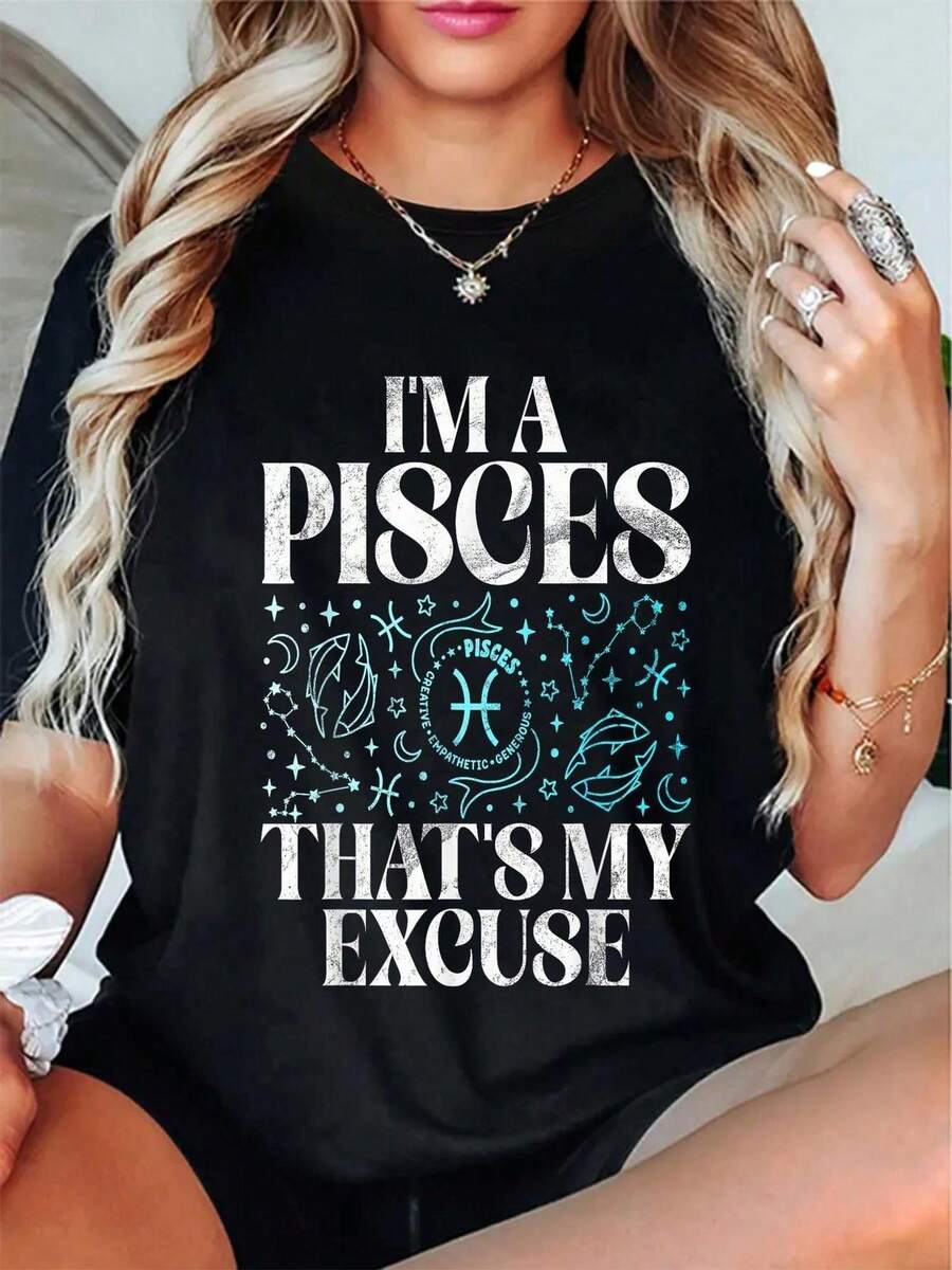 Talla Grande - Soy Pisciano, Mi Excusa es Pisciano - Camiseta de Cuello Redondo y Manga Corta para Mujer y Hombre - Camiseta con Estampado Gráfico
