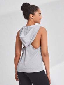 Sports Sudadera sin mangas de unicolor minimalista, uso casual diario - Gris - Ver 3
