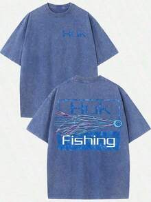 Womens Clothes;Summer Tops100% Cotton VPRNT Men's Distressed Cotton Retro HUK Fishing Colorful Lure Graphic Tee, Loose Casual Crewneck Short Sleeve T-Shirt, Vintage Fishing Gear Style Top - Unisex Women's & Men's Campus Daily Wearsummer OutfitsLong Sleeve Women Sports Tees & Tanks CEDQ - Blue - View 10