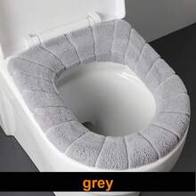 2856 Thick Plush O-Shaped Warm Toilet Seat Cushion, Universal Toilet Seat Cushion, Reusable Winter Toilet Seat Cushion, Toilet Seat Cover - 灰色的 - 查看 4