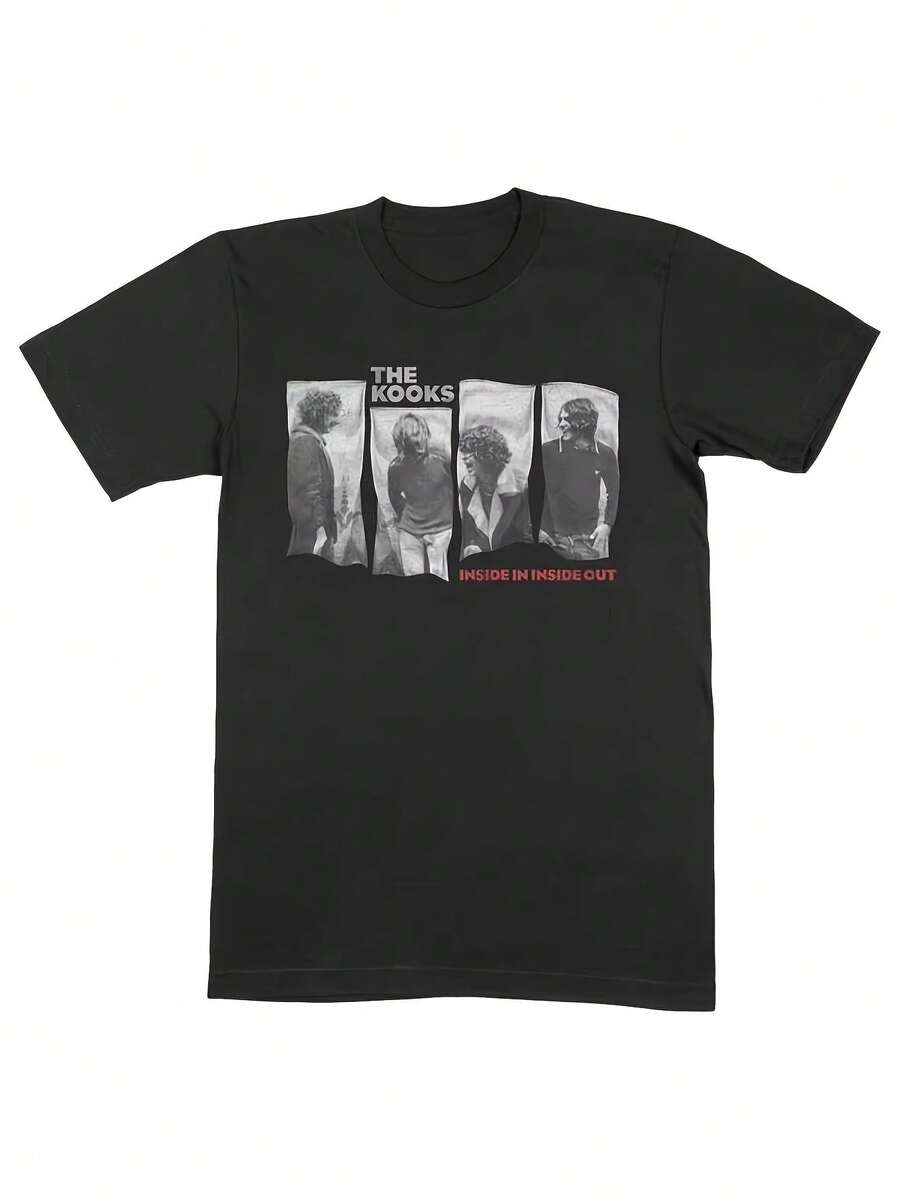 Men's And Women's "The Kooks Inside In" Album Print T-Shirt. Soft And Versatile, This All-Season Casual Essential Is Perfect For Any Occasion. An Affordable Everyday Wear Option, It Makes A Great Gift For Fans And Friends. With Its Crisp, Streamlined Cut, This T-Shirt Creates A Clean And Vibrant Look. Its Relaxed Yet Flattering Silhouette Suits All Body Types, Offering A Style That's Both Casual And Sophisticated. - 黑色 - 查看 1