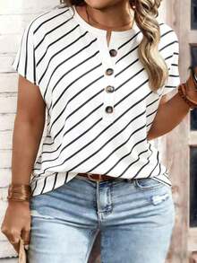 Nueva camiseta de manga corta con cuello en V y estampado de leopardo, talla grande, popular para mujeres en primavera/verano - Multicolor 11 - Ver 7