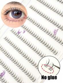 120pcs/Set Small Flame Style C-Curl Transparent Stem False Eyelashes, Glue-Free DIY Cute Cartoon Natural Look, Reusable, Lightweight And Easy To Use, Suitable For Daily, Commute, Party And Other Occasions - C - View 3