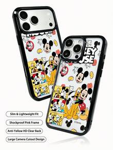 1pc Disney Authorized Mickey Mouse, Minnie Mouse, Donald Duck, Daisy Duck 2-In-1 Acrylic Frame Anti-Drop Creative Raised Camera Cartoon Protective Case, Thick Anti-Fall Protective Cover Compatible With Apple IPhone 17 ProMax/Air, 16, 11/12/13/14 Plus/XR/7/8 Plus/15 ProMax - Black - View 4