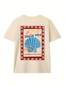 Camiseta de manga corta con cuello redondo y estampado de cocotero y sol de SOUL para mujer, nueva colección primavera/verano, versátil y a la moda, esencial para uso diario y vacaciones. - Estilo - Ver 2