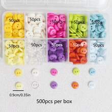 500 piezas/Caja Botones pequeños de 0,9 cm con 2 agujeros de colores variados - 1 caja - Ver 5