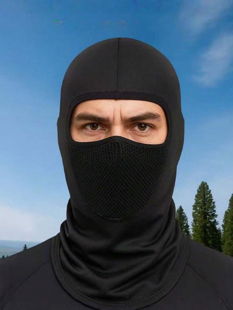 2-In-1 Men's Outdoor Cycling Balaclava, Ice Silk Windproof Sunscreen Face Mask, Motorcycle Sports Breathable Neck Gaiter - A - View 1