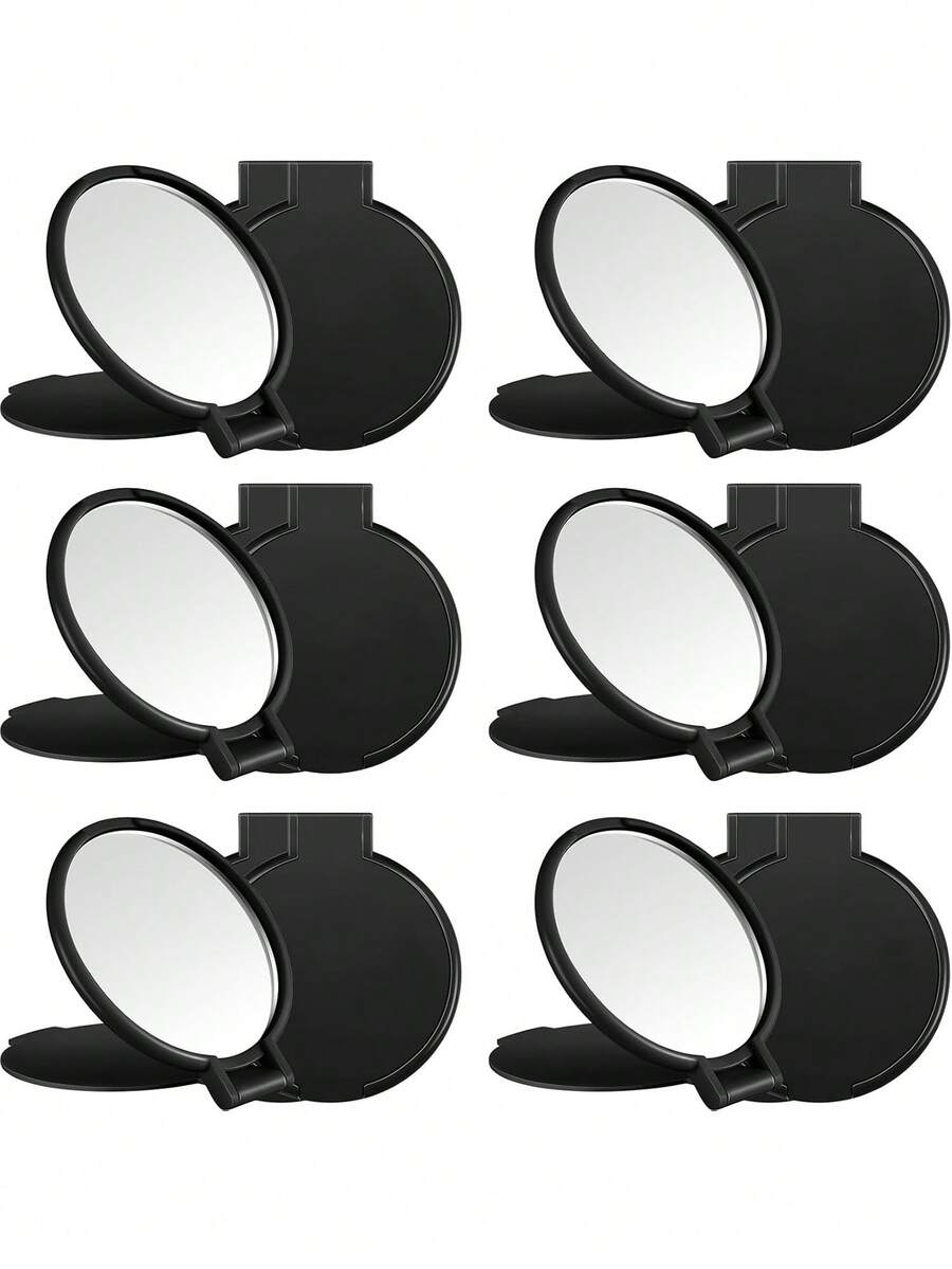 1/5/10/50/100 piezas Espejo de mano pequeño, Espejo de maquillaje portátil, Esencial de viaje, Espejo de maquillaje para dormitorio de estudiantes - Negro - Ver 1