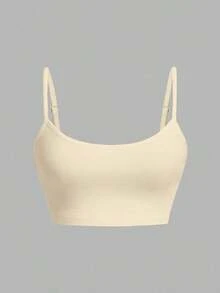 1 pieza Camiseta sin mangas casual y sexy color burdeos para mujer, adecuado para el verano - Albaricoque - Ver 5