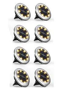 2/4/8/12入 LED 太陽能埋地燈,不鏽鋼圓盤式地埋射燈,太陽能充電,易於插樁安裝,適用於庭院、花園、草坪、小徑、車道照明與景觀裝飾 - 多款式 - 查看 13