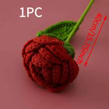 1pc/3pcs/5pcs Exquisite Hand-Cropped Knitting Craft Roses Flowers ,Artificial Flowers For Wedding Party Decorations Home Decor Gift Bouquets - Burgundy - View 10