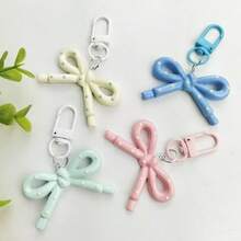 4pcs Acrylic Hollow Bowknot Keychains, Street Fashion Acrylic Pendant Decoration, Lightweight Portable Accessory, Gift For Girlfriend And Best Friend - Multicolor - View 11