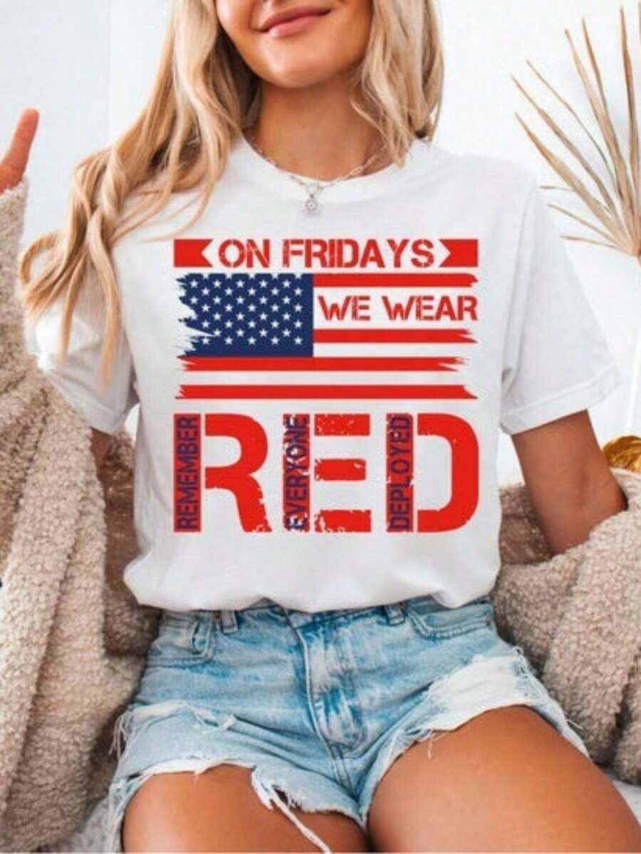 U.S. Crew Neck T-Shirt "Tribute To Veterans And All Warriors (REDEPLOY)" - Casual Military Style T-Shirt With American Flag Design, Themed For Veterans Day And Commemoration Of Warriors, Regular Fit, Crew Neck. - 白色 - 查看 1