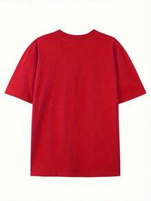 Premium Men's Cotton T-Shirt With Vintage Style And Creative French Fry Print - Casual Crew Neck, Short Sleeve For Summer, - 紅色 - View 3