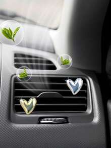 2/4 piezas Clip para rejilla de ventilación de coche con forma de corazón, clip ambientador lindo, accesorios para coche, sin fragancia - Solo para decoración, accesorio de clip para rejilla de ventilación | Diseño divertido | Clip ligero, regalo encantador de primavera/verano, accesorio de coche adorable - A - Ver 2