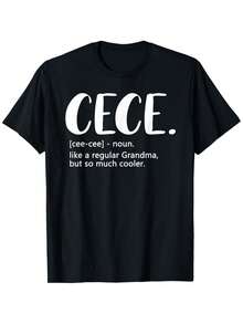 Women's & Men's Cece Graphic T-Shirt - Clothes Comfort Fit Short Sleeve Crew Neck Casual Top With Bold White Lettering - Funny Grandma Cece Gift For Mother's Day, Birthday, Casual Attire - S-XXXL Sizes (Black With White Print) - All-Season Comfortable Apparel, Graphic Tee, Men T Shirts - 黑色 - 查看 1