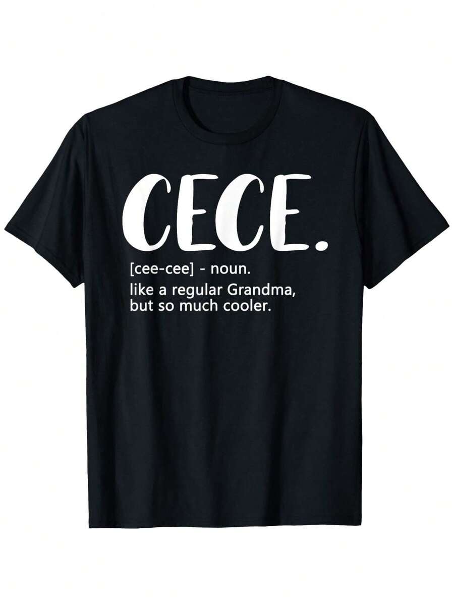 Women's & Men's Cece Graphic T-Shirt - Clothes Comfort Fit Short Sleeve Crew Neck Casual Top With Bold White Lettering - Funny Grandma Cece Gift For Mother's Day, Birthday, Casual Attire - S-XXXL Sizes (Black With White Print) - All-Season Comfortable Apparel, Graphic Tee, Men T Shirts - 黑色 - 查看 1