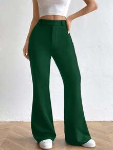 Pantalones acampanados de cintura alta - Verde Oscuro - Ver 5