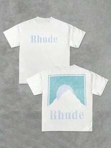 Premium Unisex Casual T-Shirts, Men's Graphic T-Shirt, Rhude 100% Cotton Casual T-Shirt - 白色 - 查看 6