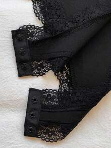 Body Con Tirantes Finos Y Ribete De Encaje Para Mujer - Negro 3 - Ver 6